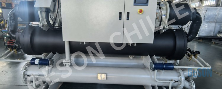 GESON 150 kW water-cooled screw chiller during factory testing